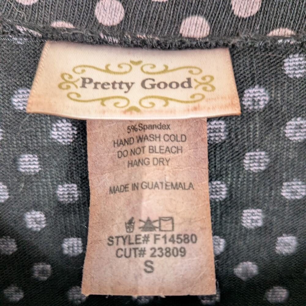 Vintage Polkadot Cardigan Top S Black Ruffle Twee Y2K Retro Glam Secretary 3/4 - Picture 7 of 9